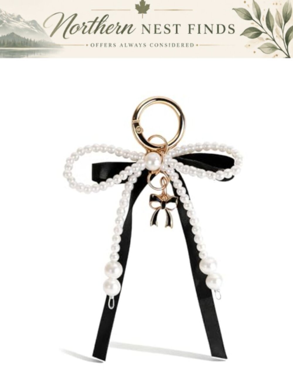 Pearl Bow Keychain Bag Charm Purse Charm for Handbags